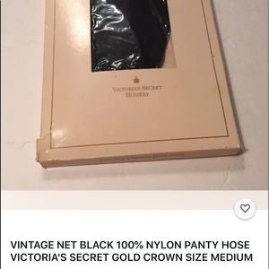 Victoria’s Secret Vintage Panty hose 100% Nylon Gold Crown label black NIB